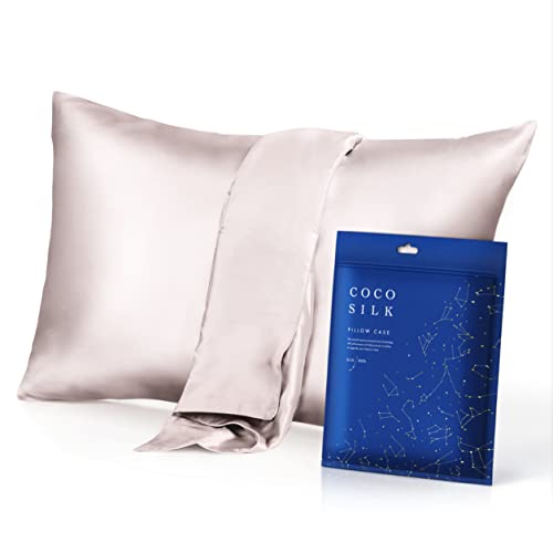 [COCOSILK] シルク 枕カバー 両面 ファスナー43×63 シルク 100％ 19匁 6Aランク OEKO認証済 ピローケース まくらカバー 美髪 ココシルク (43×63cm・ アッシュライトピンク) 2枚目