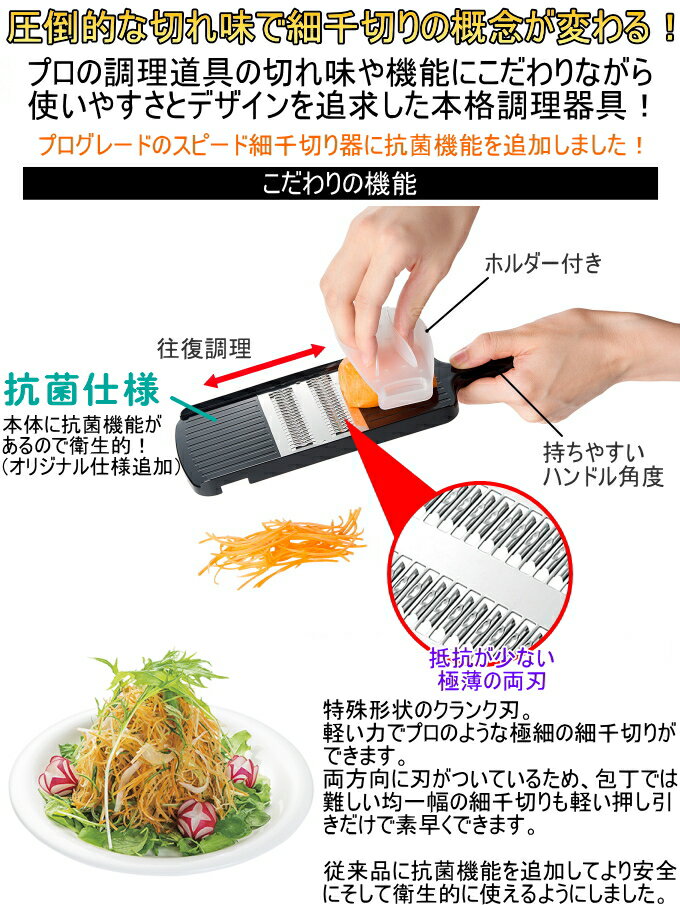 スムーズに切れる細千切り器 SK-2 RCP スピード細千切り器 快速細千切り器 日本製 せん切り器 スライサー 抗菌 せん切り スライス 千切りスライサー 千切り スライス スピード千切り PGS-02 下村工業 2枚目