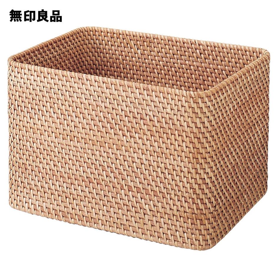 無印良品 【無印良品 公式】重なるラタン長方形バスケット・大 (V)約幅36×奥行26×高さ24cm 1枚目