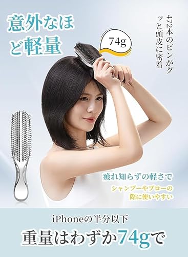 Kufany ヘアブラシ くし ウェットブラシ ブラシ ミニ ブロードライコームブローブラシ スタイリング ヘアケアブラシ くし 髪の毛 サラサラ 乾湿両用 ス抜け髪予防 絡まない 美髪 静電気防止ヘアブラシ 縮れを減らす サラツヤ 髪質改善 ギフト 女性 誕生日プレゼント女性 シルバー 2枚目