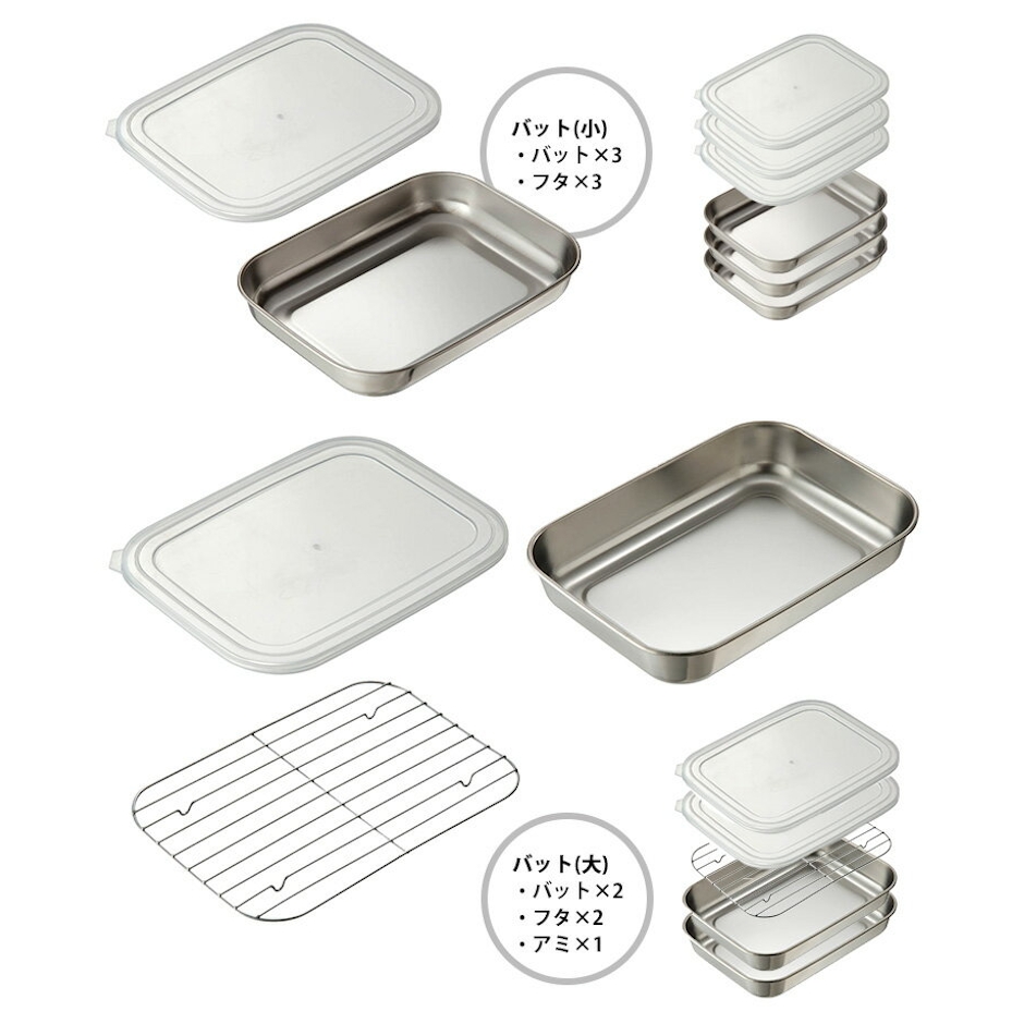 【500円OFFクーポン対象】ステンレスバット5枚組 アミ付き TA12 AUX 【ポイント10倍/送料無料】【p0522】【ASU】 9枚目