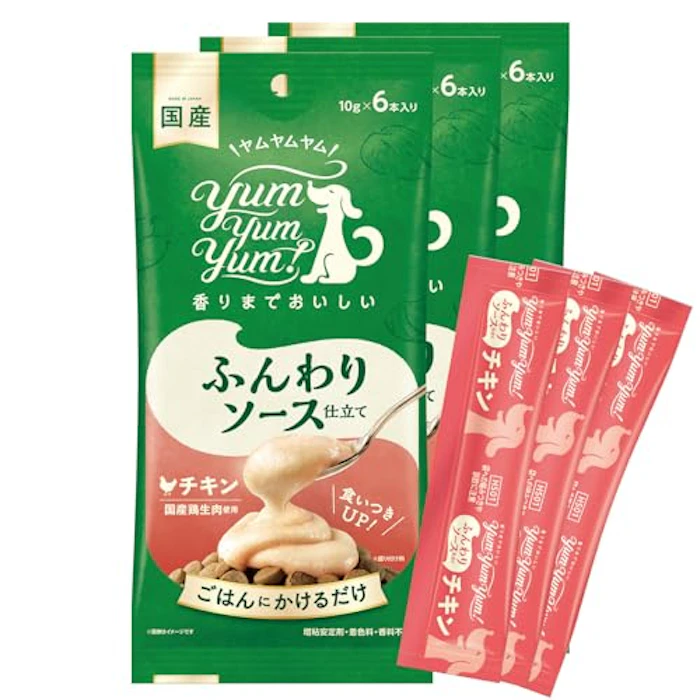 カラーズ yum yum yum(ヤムヤムヤム) ドッグフード ウェットタイプ ふんわりソース仕立て チキン 60g(10g×6本) ×3袋 小容量スティックタイプ 1枚目