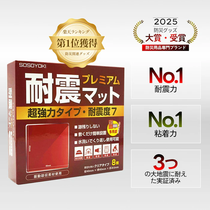 【クーポン】 耐震マット プレミアム 超強力タイプ 耐震度7 耐震マット 耐震ジェル 透明 テレビ 冷蔵庫 防災士監修 震度7対応 耐震ゲル 地震 耐震グッズ 転倒防止 耐震ベルト 静音ジェル 高強度ジェル 水洗い 地震対策 転倒防止 滑り止め 滑り止め 2枚目