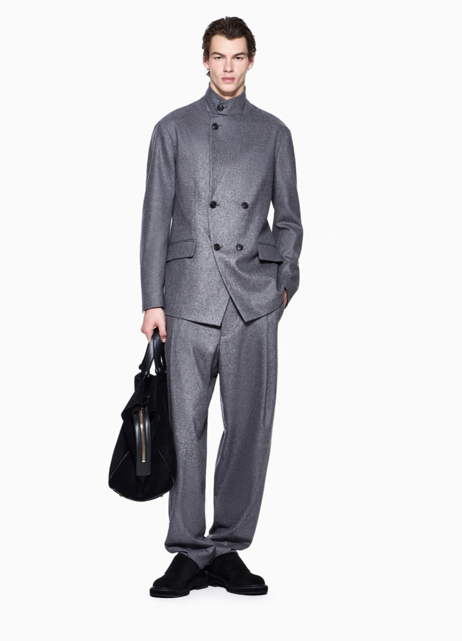 GIORGIO ARMANI レザーハンドル付き 大容量 スエード ダッフルバッグ 6枚目