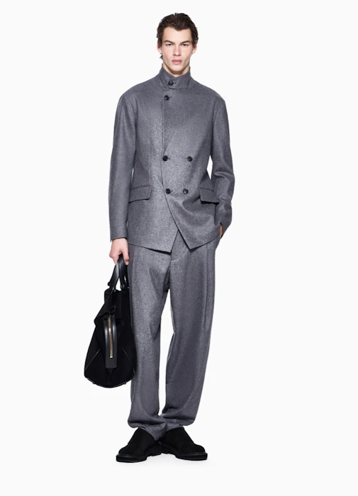 GIORGIO ARMANI レザーハンドル付き 大容量 スエード ダッフルバッグ 6枚目