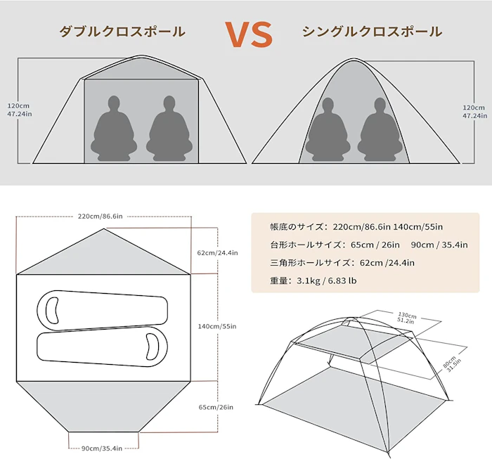 Unigear Unigear Space Dome 2人用テント 8枚目