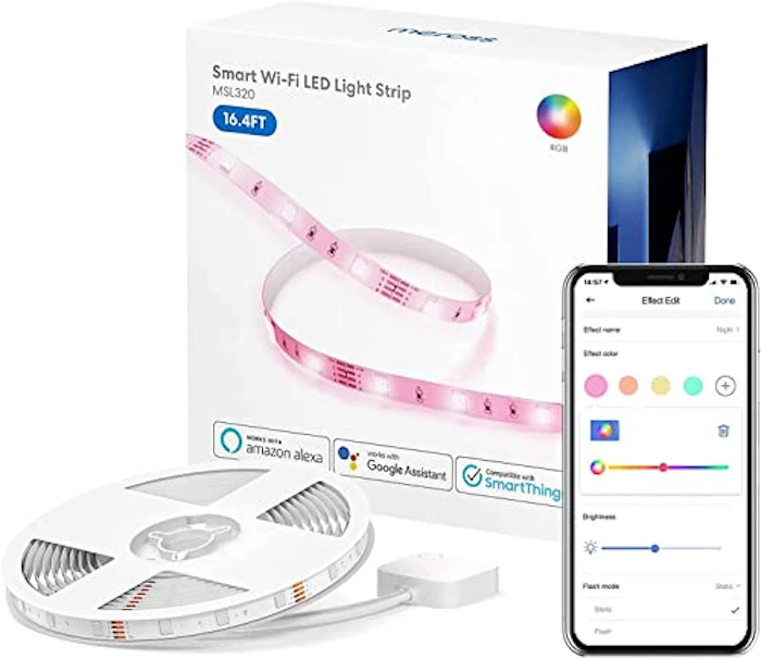 Meross meross スマートLEDストリップライト、16.4フィートRGB WiFiストリップ、Amazon AlexaとGoogleアシスタントおよびSmartThingsと互換性があり、アプリコントロール、家庭、寝室、テレビ、パーティーの色の変更 1枚目