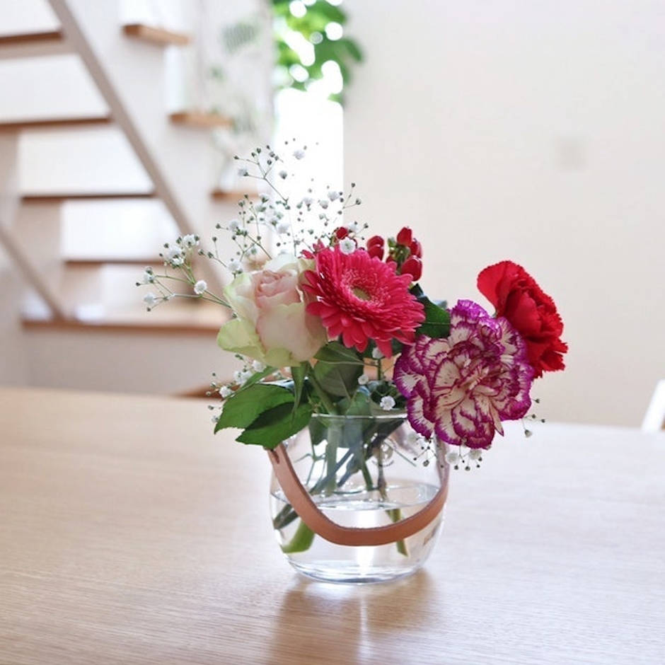 HOLMEGAARD design with light pot with leather handle clear h10cm (s) 1枚目