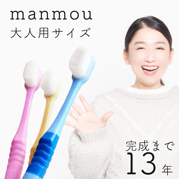 【楽天スーパーSALE】歯ブラシ やわらかめ 高級歯ブラシ 万毛 歯茎 マッサージ 歯周病ケア 歯ブラシ 除菌抗菌 熊野筆のような歯ブラシ 超極細毛ブラシ オーラルケア 日本製 プラチナナノ 歯ブラシ manmou 1本 1枚目