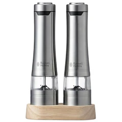 Russell Hobbs/ラッセルホブス Russell Hobbs ラッセルホブス 電動ミル ソルト&ペッパー ウッドスタンドセット 7923JP 3ヶ月延長保証 黒胡椒 岩塩 片手操作 結婚祝い プレゼント ギフト キッチン家電 シンプル ナチュラル 1枚目