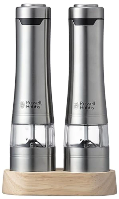 Russell Hobbs/ラッセルホブス Russell Hobbs ラッセルホブス 電動ミル ソルト&ペッパー ウッドスタンドセット 7923JP 3ヶ月延長保証 黒胡椒 岩塩 片手操作 結婚祝い プレゼント ギフト キッチン家電 シンプル ナチュラル 1枚目