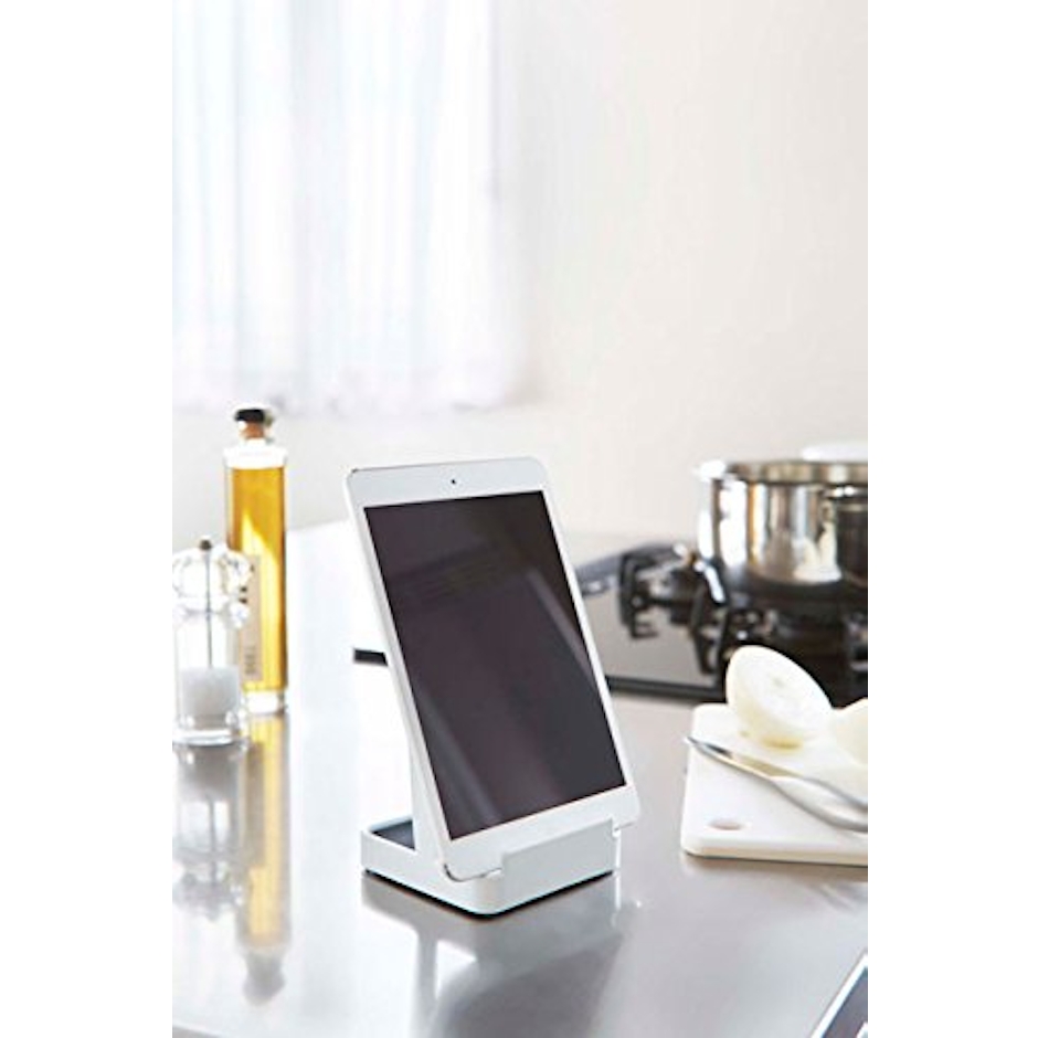 山崎実業 お玉 鍋ふた スタンド タワー ホワイト お玉立て レシピスタンド タブレットスタンド 4枚目