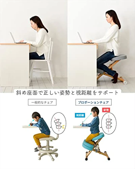 宮武製作所 プロポーションチェア 洗える取外しカバー付き 幅49.5×奥行61-68×高さ43-64cm 木材 姿勢サポートブラック 6枚目