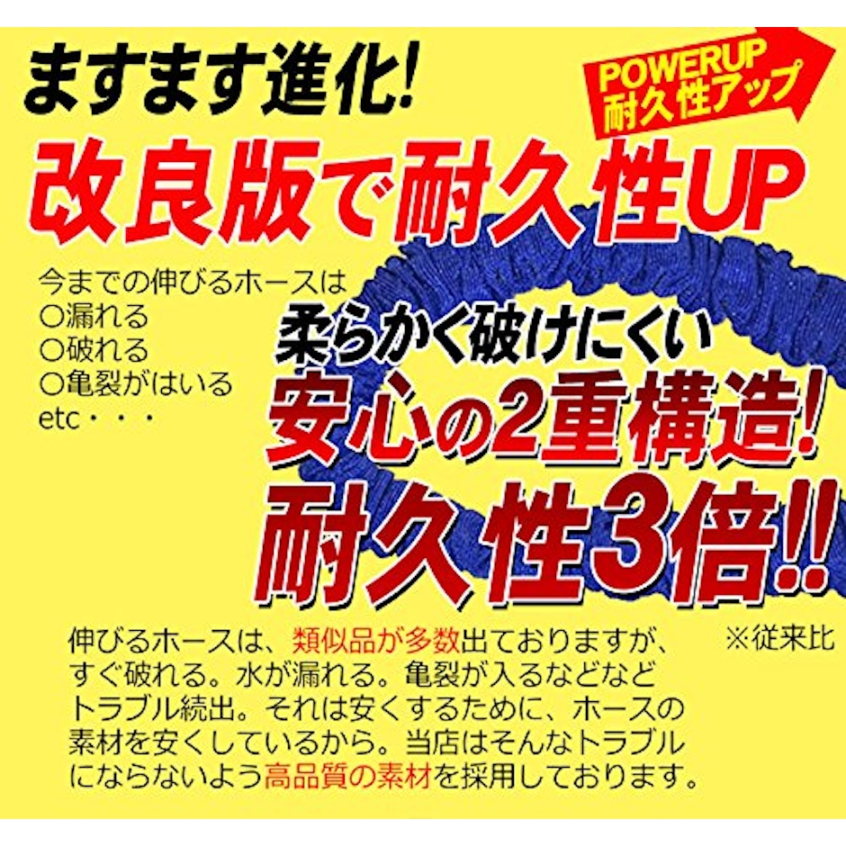 伸びるホース 5m が 15m 3倍 伸びる 魔法のホース 伸縮ホース 強化 耐久性 UP 超軽量 水まき 水撒き ガーデニング 洗車 2枚目