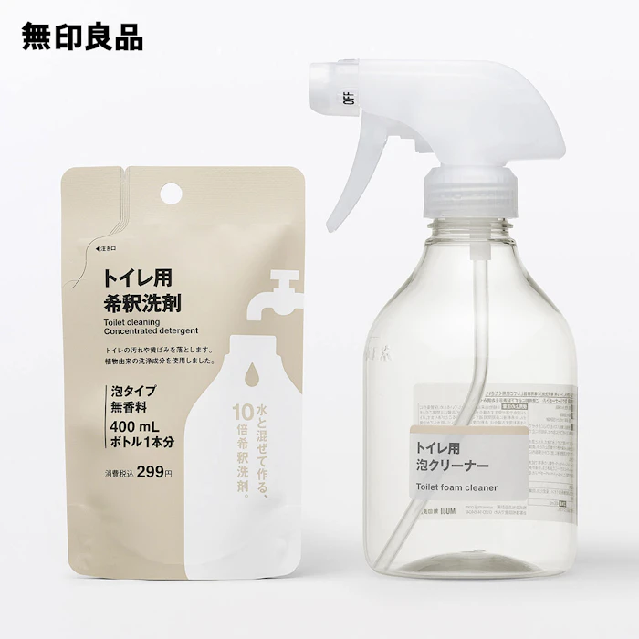無印良品 トイレ用 希釈洗剤セット 泡クリーナーボトル1本 希釈洗剤1袋入り 1枚目
