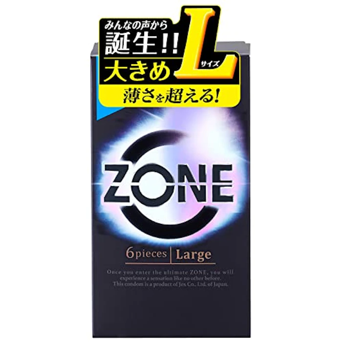 ジェクス ジェクス まるで生感覚【ZONE (ゾーン)】コンドーム Lサイズ 6個入【ステルスゼリーによる、うすさを超える気持ちよさ】 1枚目