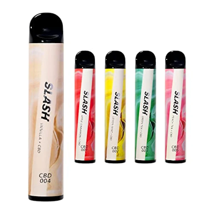 SLASH 【公式】SLASH CBD スラッシュ 電子タバコ VAPE 持ち運びシーシャ ニコチンなし 1600回使用可能 使い捨て (バニラ) 1枚目