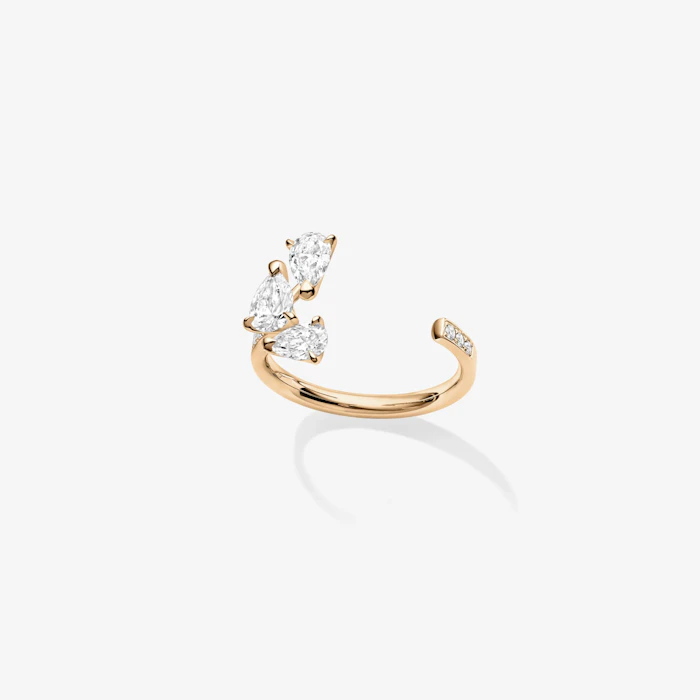 REPOSSI Serti sur Vide リング ペアシェイプ ダイヤモンド3石 ピンクゴールド 1枚目