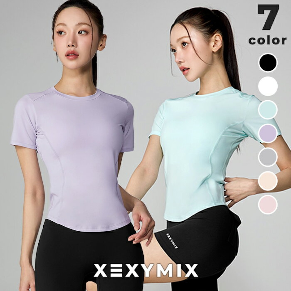 XEXYMIX ゼクシィミックス xexymix 半袖 ラウンドネック ベーシック 吸汗速乾 スタイルアップ Tシャツ ヨガウェア トップス ピラティスウェア スポーツウェア レディース トレーニングウェア ランニングウェア ジムウェア ゼクシーミックス xfl2ts1005 3枚目