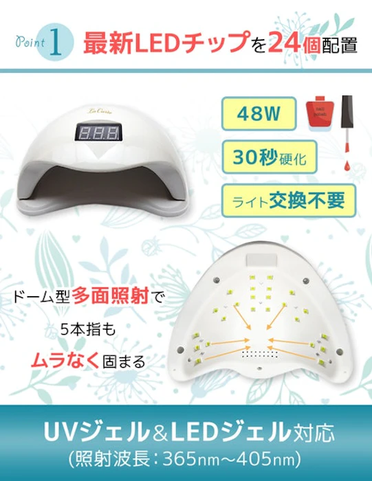 La Curie LED&UVミックスライトの48Wネイルライト 2枚目