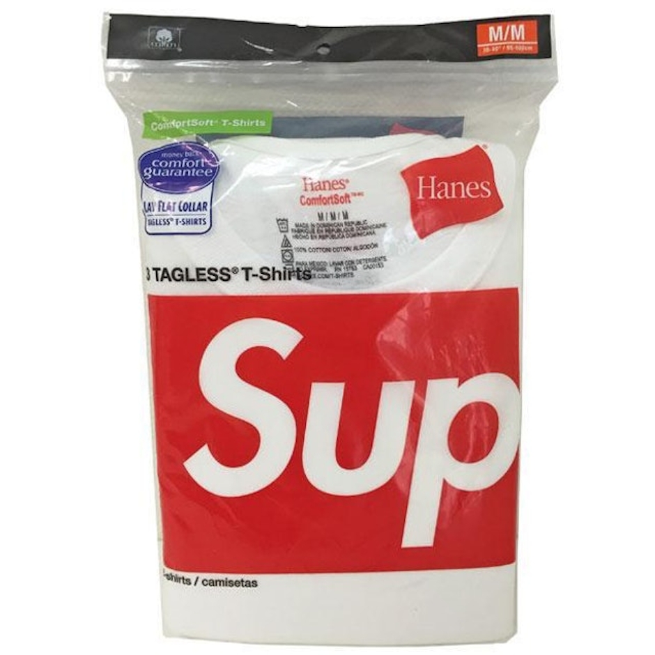 Supreme Hanes 3パックTシャツ 白 3枚目