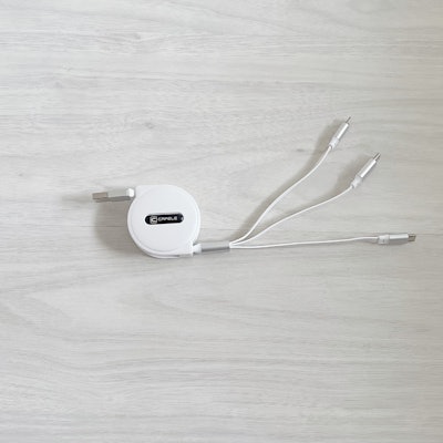 CAFELE Ph0ne 充電ケーブル 3in1 巻き取り式 Ph0neケーブル巻き取り 充電ケーブル5V3A急速充電 充電コード最大15W 高速データ転送 (10Sのみ) usbケーブル/Micro/Type-c 120cm ホワイト 1枚目