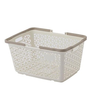 カインズ(CAINZ) 中身が入ったまま 積み重ねできる バスケット 幅51.3cm 奥行35.5cm 高さ26cm ホワイト バスケット カゴ ランドリー 1枚目
