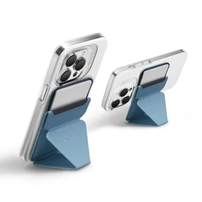 Moft MOFT【公式直営店】Snap-On スマホスタンド マグネット MagSafe対応 iPhone 14/iPhone 13/iPhone 12シリーズ兼用 ウォレット式 スマホスタンド 卓上 カードケース機能つき カード収納 多角度調節 薄型軽量 折り畳み式 持ち歩き便利 オシャレ (ウィンディブルー) 1枚目