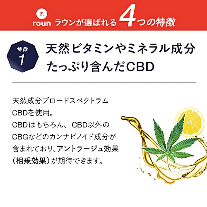 roun roun CBD グミ 60粒 CBD 1800mg GABA 6000mg 1粒CBD30mg GABA100mg 高濃度 日本製 ブロードスペクトラム 2枚目