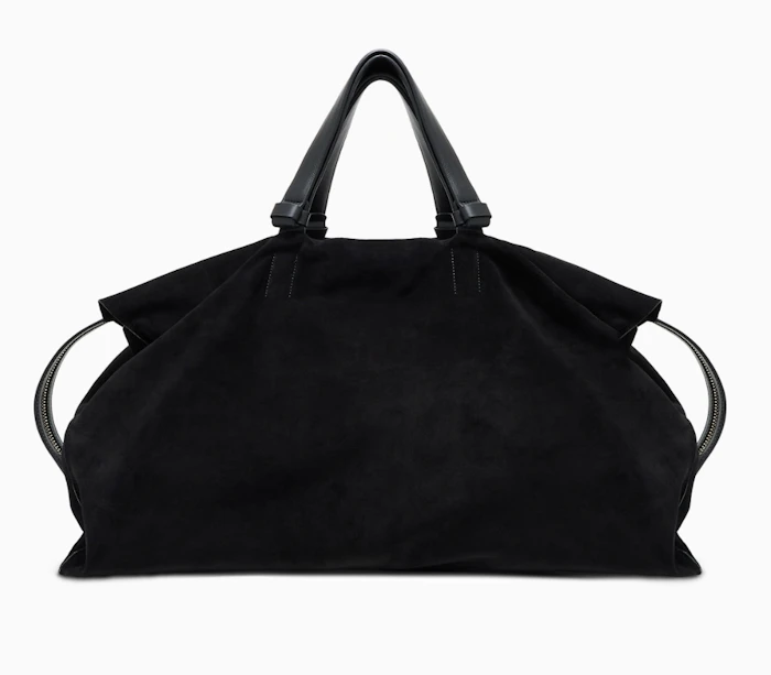 GIORGIO ARMANI レザーハンドル付き 大容量 スエード ダッフルバッグ 3枚目