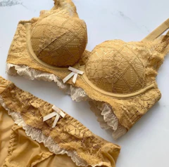 ニュートラルランジェリー ニュートラルランジェリー NEUTRAL LINGERIE 脇高ノンワイヤーリボンブラジャー&ショーツ【返品不可商品】 (ダークカーキ) 1枚目