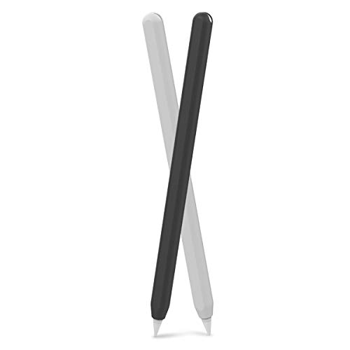 AhaStyle 超薄型 Apple Pencil 2 シリコン保護ケース Apple Pencil 第二世代のみに適用 二本セット (黒，白). 1枚目