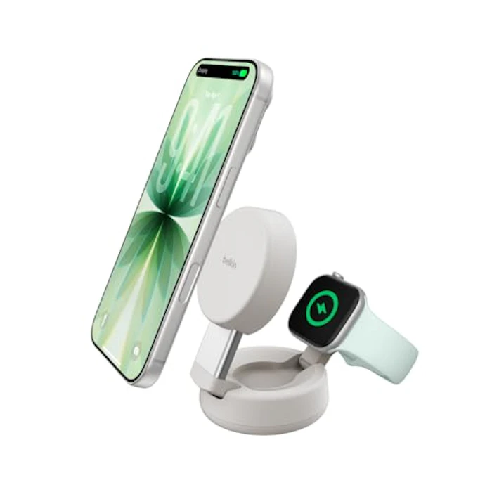 Belkin 【Amazon.co.jp限定】Belkin 25W Qi2 2-in-1 ワイヤレス充電スタンド MagSafe マグセーフ 急速充電 iPhone17,16~12 Apple watch アップルウォッチ対応 サンド WIZ043dqSD-A 2枚目