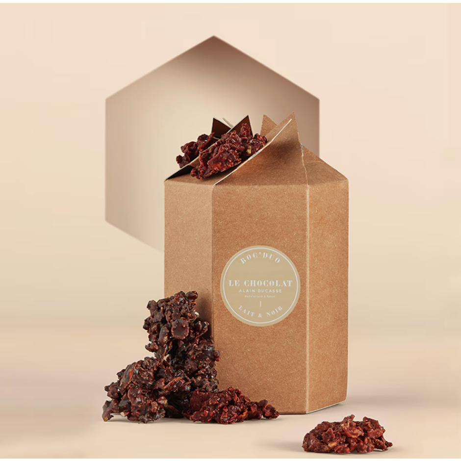 ル・ショコラ・アラン・デュカス Le Chocolat Alain Ducasse ロック150g ノワール アーモンド&オ・レ ヘーゼルナッツ 1枚目