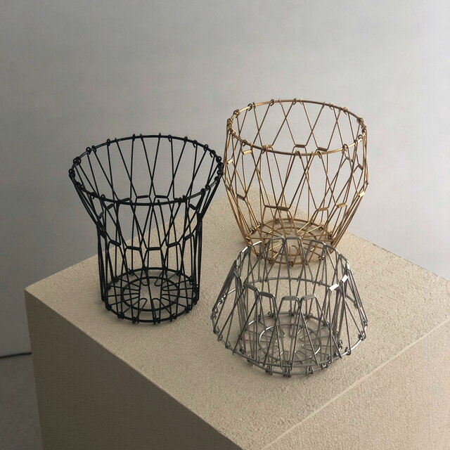 ステンレス製 折りたたみ 変形 カゴ バスケット【ART OF BLACK】 1枚目