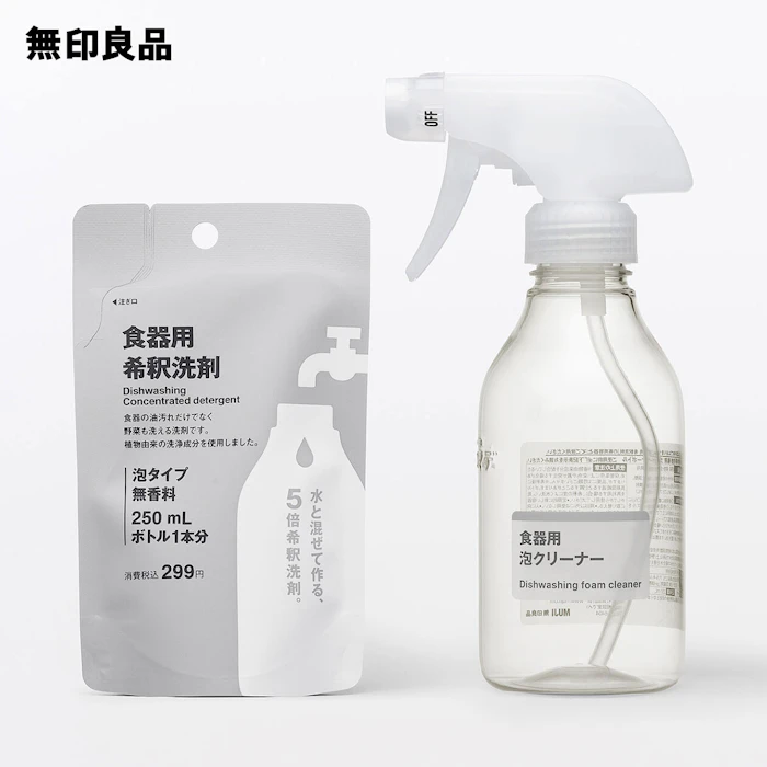 無印良品 食器用 希釈洗剤セット 泡クリーナーボトル1本 希釈洗剤1袋入り 1枚目
