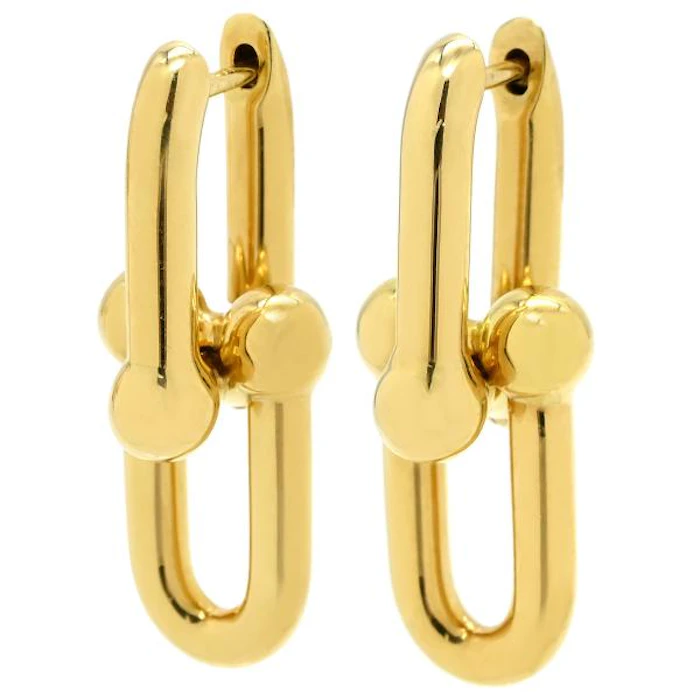 Tiffany & Co. ハードウェア ミディアム リンク ピアス イエローゴールド 1枚目