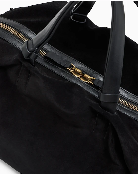 GIORGIO ARMANI レザーハンドル付き 大容量 スエード ダッフルバッグ 5枚目