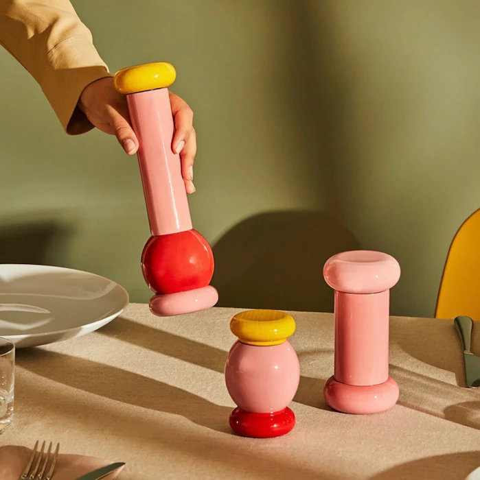 ALESSI TWERGI ペッパー ソルト スパイスミル アレッシ トゥエルジ PEPPER SALT SPICE MILL MP0210 塩コショウ入れ スパイスボトル Ettore Sottsass エットレ・ソットサス 1枚目