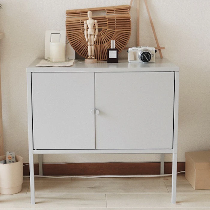 IKEA LIXHULT キャビネット メタル グレー d80328678 1枚目