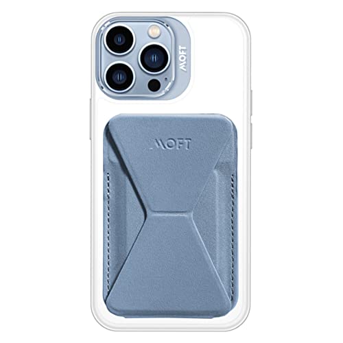 MOFT Snap On 【新型 ミニマム版】 iPhone14 iPhone13 iPhone12 スマホスタンド iPhone ケース カバー スタンド Masafe Magsafe対応ケース 対応 磁力吸着 脱着簡単 ヴィーガンレザー ミニマリスト (ウィンディブルー) 2枚目