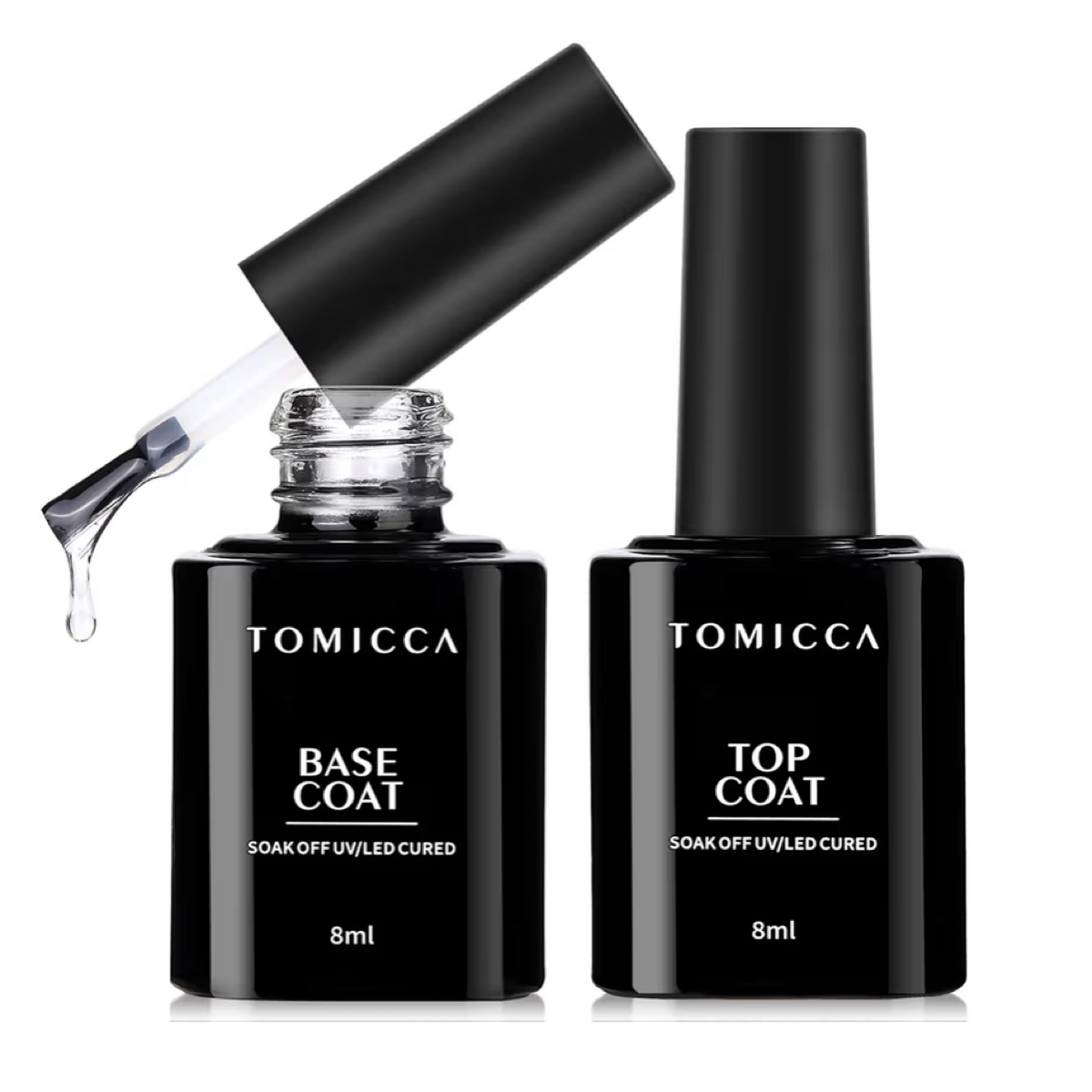 TOMICCA ジェルネイル トップコート ベースコート 8ml 2本セット ノンワイプ 拭き取り不要 大容量 UV/LED対応 1枚目