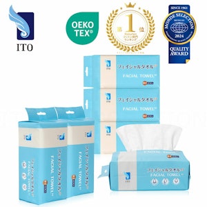 ITO フェイシャルタオル EF【60枚入x6個】厚手 使い捨て フェイスタオル 吸水保湿 洗顔 クレンジングタオル ふんわり肌触り クレンジングコットン コットンパフ お肌に優しい 高品質天然素材 肌荒れ対策 敏感肌 滑らかつや肌 OEKO-TEX?認証取得 赤ちゃんにも優しい 1枚目