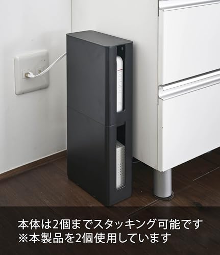 山崎実業(Yamazaki) 山崎実業(Yamazaki) 重ねられる スリム 蓋付き ルーター収納 ケース ブラック 約W9.7XD20.2XH22.2cm スマート テレビ裏収納 スタッキング可 4914 5枚目