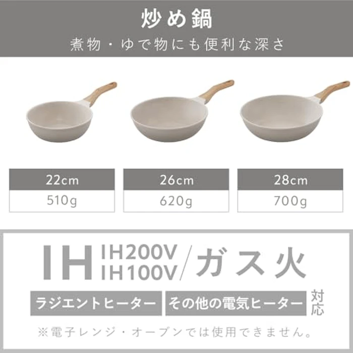 アイリスオーヤマ ナチュかるフライパン 炒め鍋 26cm (NTL-W26MO) 3枚目
