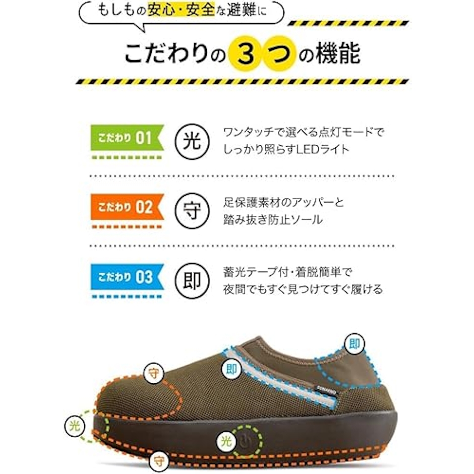 株式会社ドリーム SONAENO 防災ライトルームシューズ 4枚目