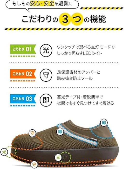 株式会社ドリーム SONAENO 防災ライトルームシューズ 4枚目