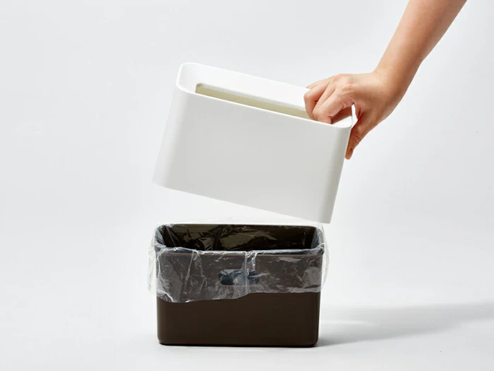 ideaco Tubelor Cotton Trash(チューブラーコットントラッシュ) ideaco無地タイプ ゴミ袋が見えない ごみ箱 ゴミ箱 くずかご ダストボックス おしゃれ コンパクト 小さい デザイン雑貨 寝室 リビング ベッドサイド 洗面所 洗面台 すっきり サニタリー 角型 3枚目