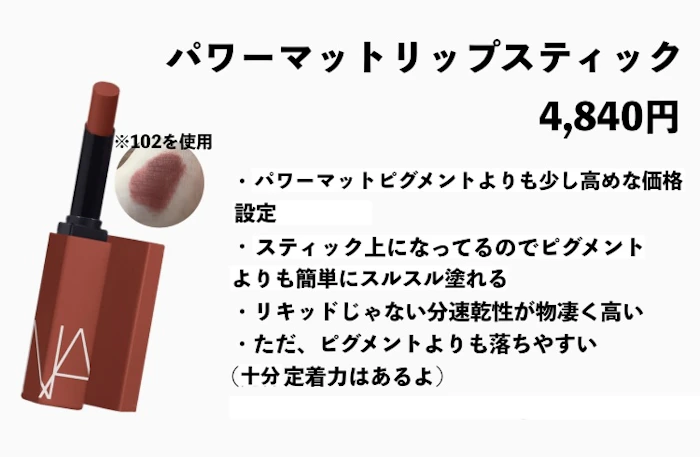 NARS NARS ナーズ パワーマット リップスティック 口紅 リップ (102 KILLER QUEEN) 3枚目