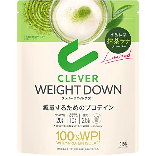 クレバー  ホエイプロテイン [WPI100%] ウエイトダウン 抹茶ラテ味 315g [イヌリン 乳酸菌配合] 1枚目